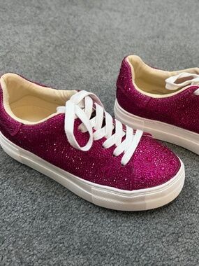 Betsy Johnson Women's Fuchsia Rhinestone Sneakers